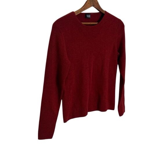 Eileen Fisher Merino Wool Crew Neck Long Sleeve Pullover Sweater Red Size Small - Picture 2 of 7